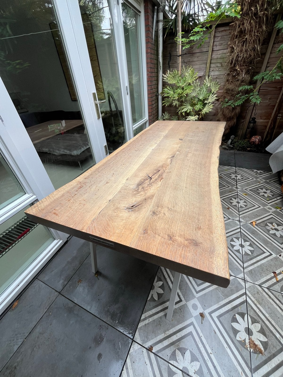 Massief eiken tafelblad 180x80x6cm, Ophalen, Eikenhout, 50 tot 100 cm, Zo goed als nieuw