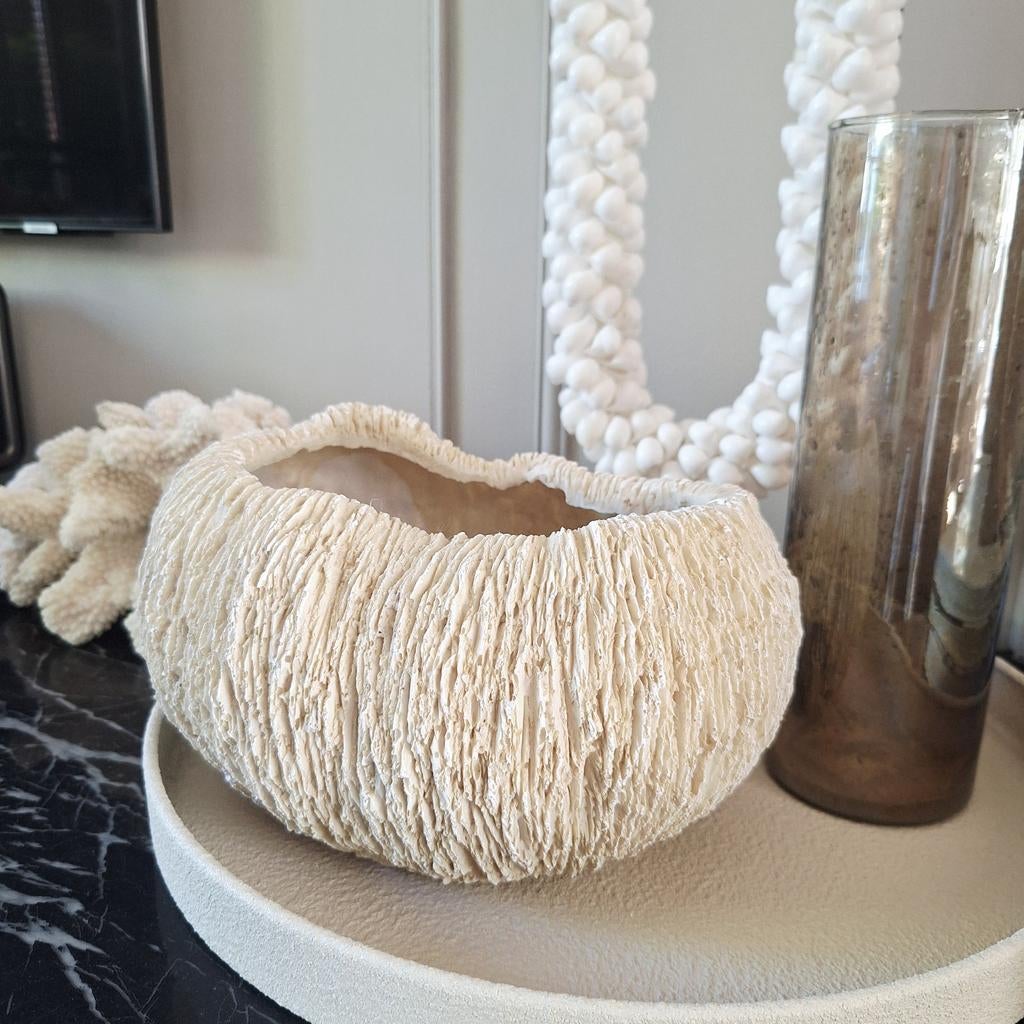 Beige schaal pot kunststof nieuw ibiza stijl japandi, Huis en Inrichting, Rond, Nieuw, Ophalen of Verzenden, X