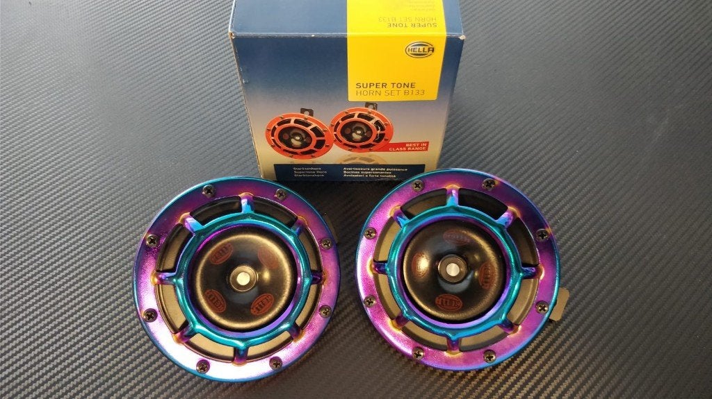 Hella Supertone 118db Claxon set (neochrome regenboog), Auto diversen, Ophalen of Verzenden