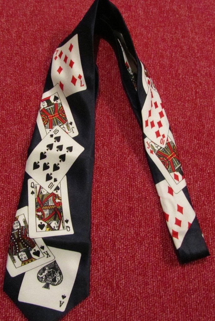 Stropdas met speelkaarten motief, Ophalen of Verzenden, Gedragen, Meerkleurig, Met patroon