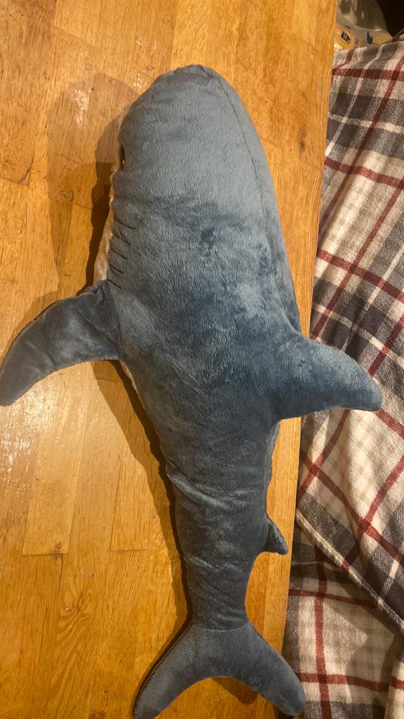 Shark knuffel, Overige typen, Blauw, Ophalen of Verzenden, Zo goed als nieuw