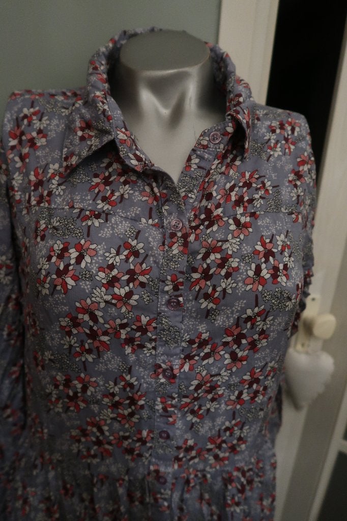 Lollys laundry geweldige design jurk blauwgrijs wit rood m, Maat 38/40 (M), Overige kleuren, Ophalen of Verzenden, Zo goed als nieuw
