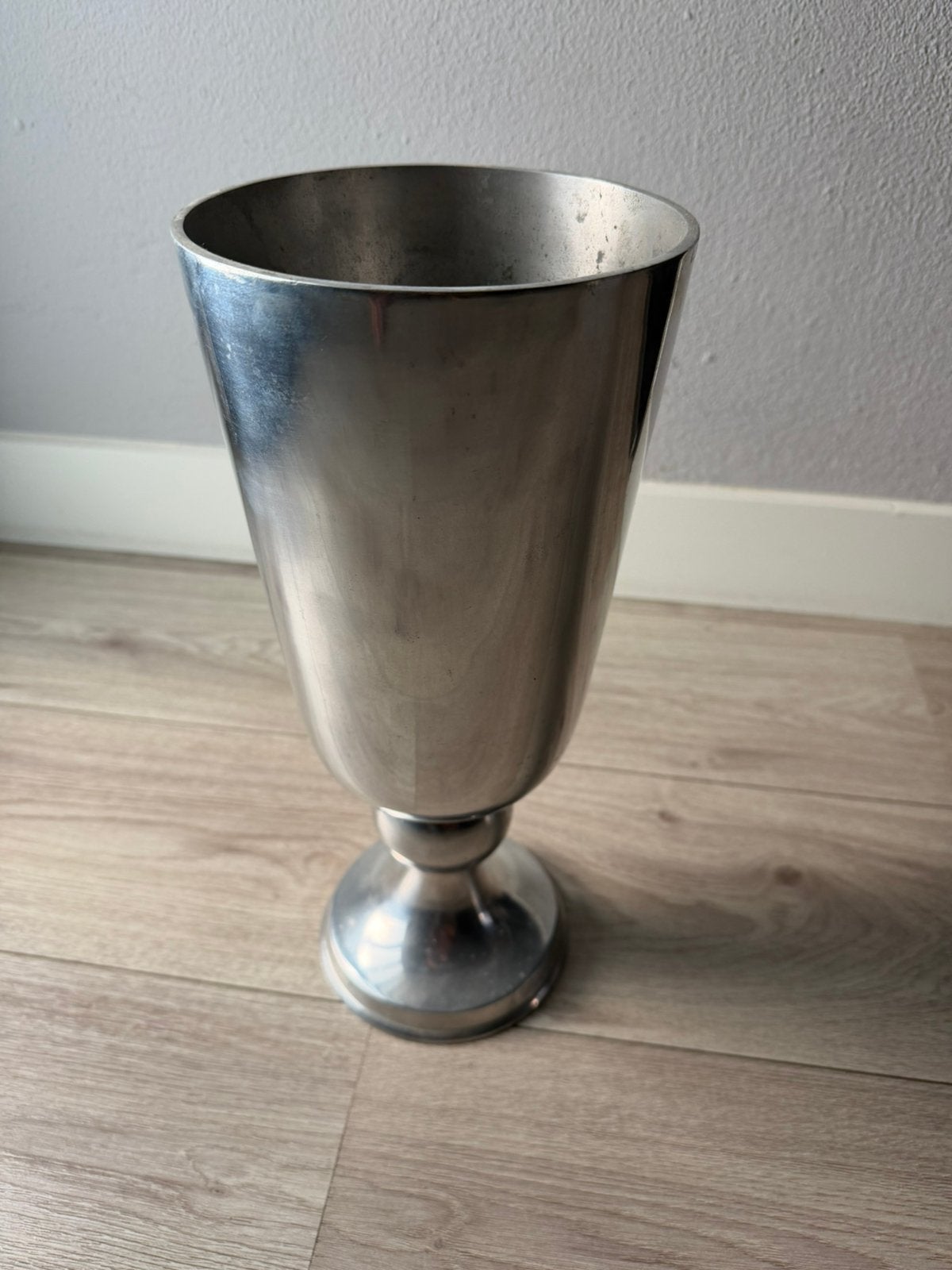 Zware RVS vaas, Ophalen, Gebruikt, Zilver, 38 cm