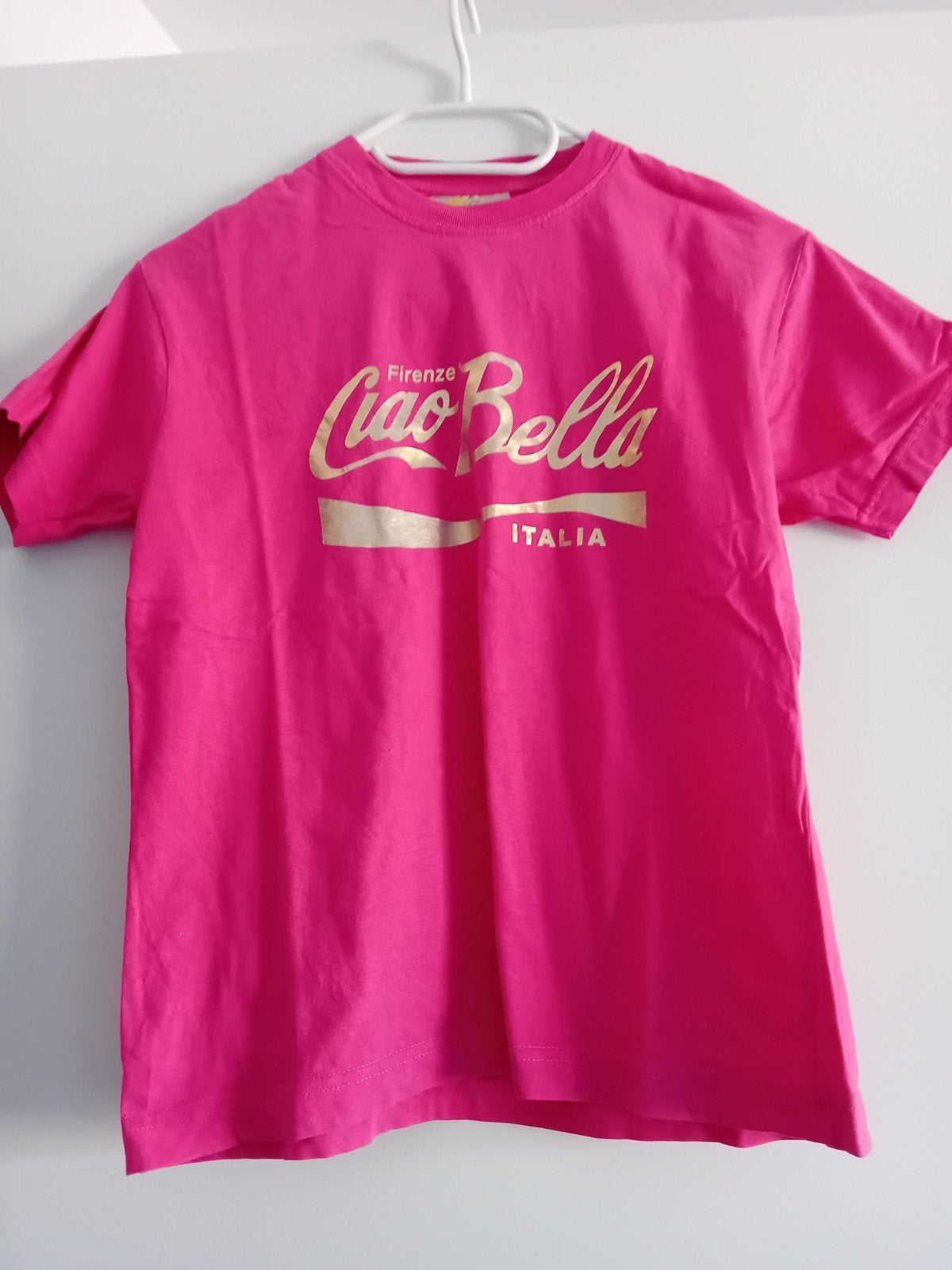 Roze T-shirt Zeus Maat 146.  goudkleurige opdruk, Meisje, Ophalen of Verzenden, Zo goed als nieuw, Shirt of Longsleeve