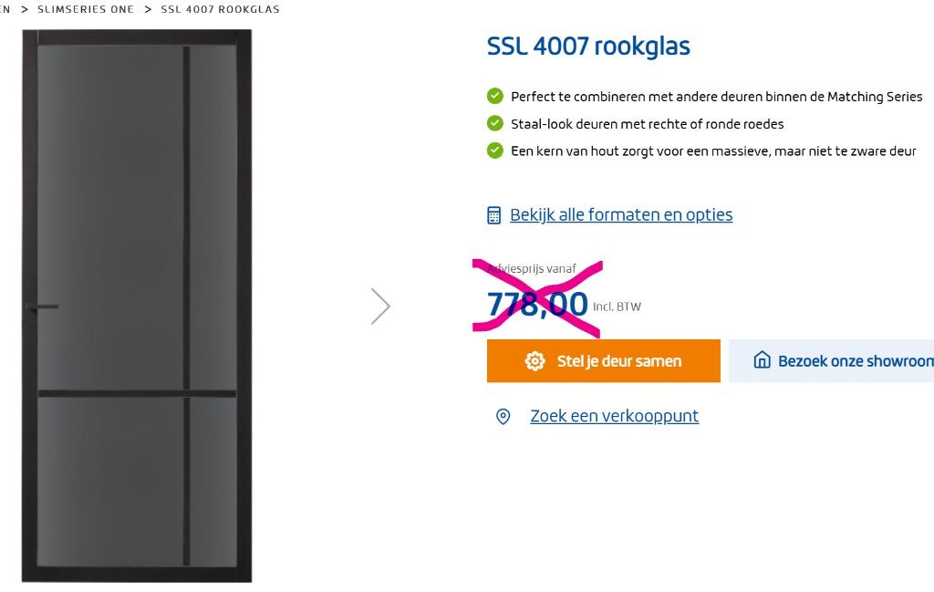 Skantrae SSL4007 Deuren Rookglas en Blank glas, Ophalen, 80 tot 100 cm, 215 cm of meer, Binnendeur