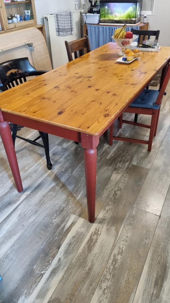 Grenen eettafel, Gebruikt, 150 tot 200 cm, Rechthoekig, 50 tot 100 cm