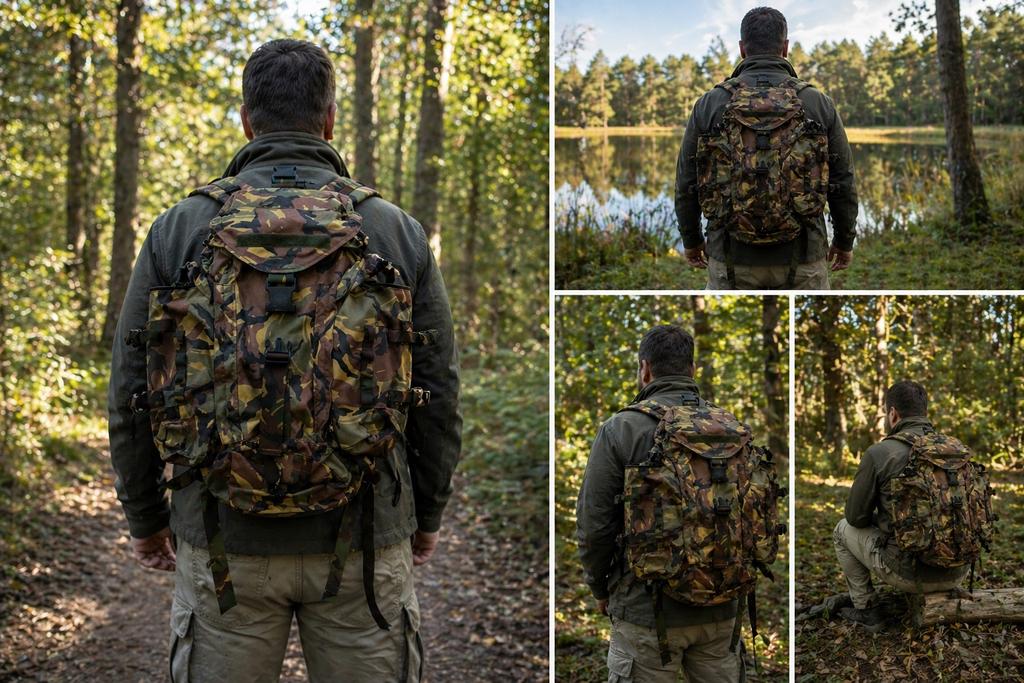 Camouflage rugzak (60 liter, met daypacks), Overige merken, Gebruikt, 25 tot 40 cm, Ophalen of Verzenden