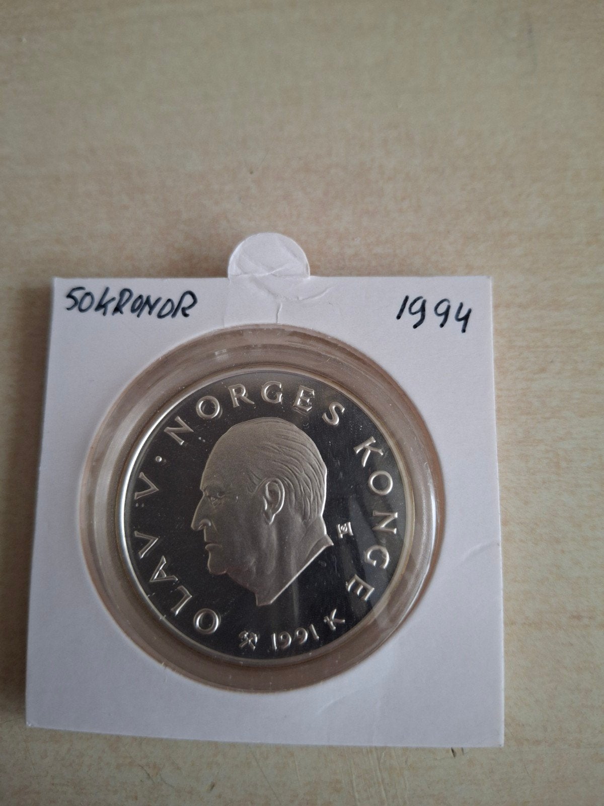 Zilveren 50 Kroner 1994 Noorwegen UNC, Ophalen of Verzenden