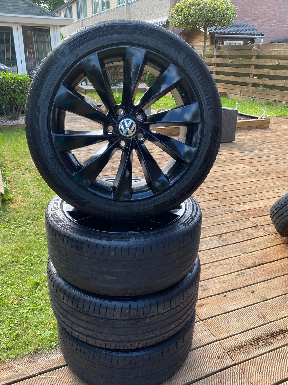 Mooie zwarte 18”originele VW velgen met Z.B.5X112, 18 inch, Gebruikt, Banden en Velgen, Ophalen of Verzenden