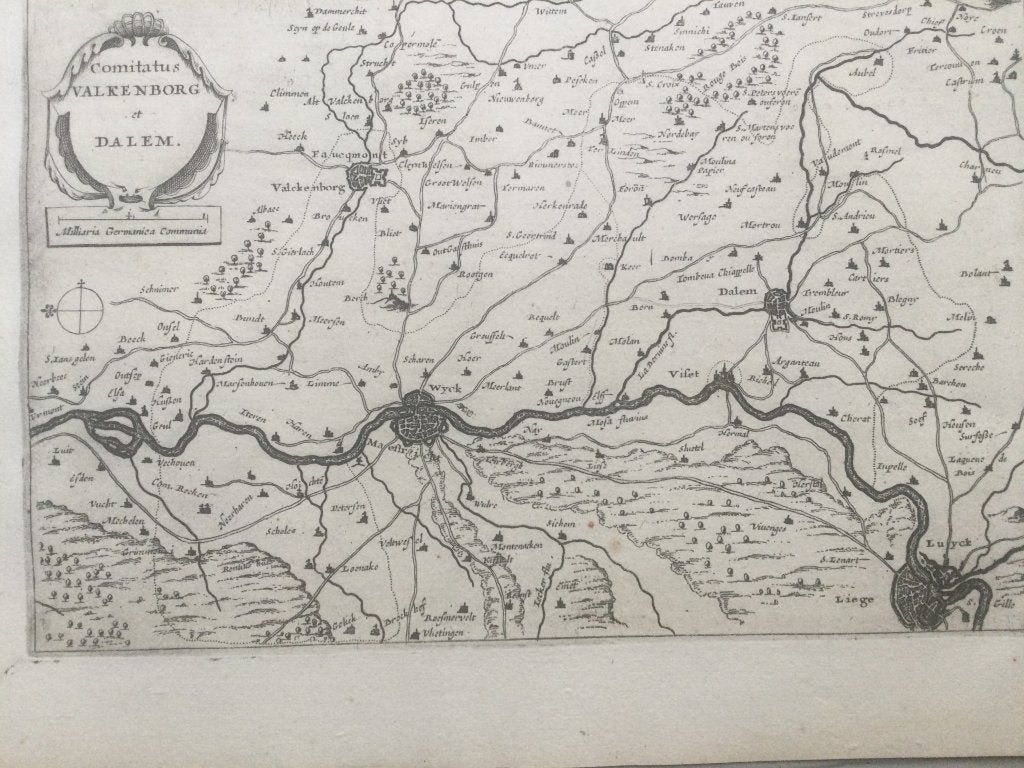 Maastricht, Valkenburg, Luik en Dalem, Colom, 1660, Zeldzaam, 22 cm, Cartografie, 1600 - 1699, Gesigneerd