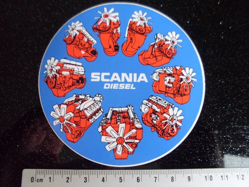sticker scania diesel motoren logo vintage, Verzenden, Zo goed als nieuw, Auto of Motor