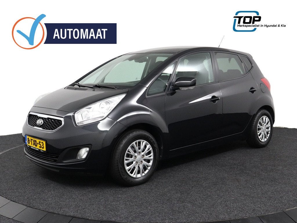 Kia Venga 1.6 CVVT ExecutiveLine (bj 2014, automaat), Auto's, 4 cilinders, Zwart, Origineel Nederlands, Bedrijf