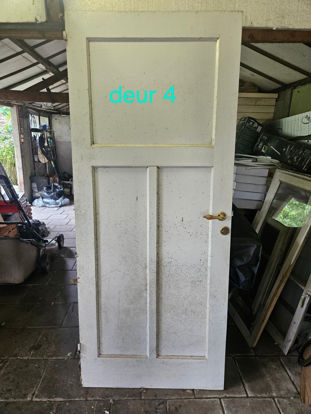 Oude houten 3-vaks paneeldeur 86x199 cm - deur 4, Ophalen, Gebruikt, Binnendeur, 200 tot 215 cm