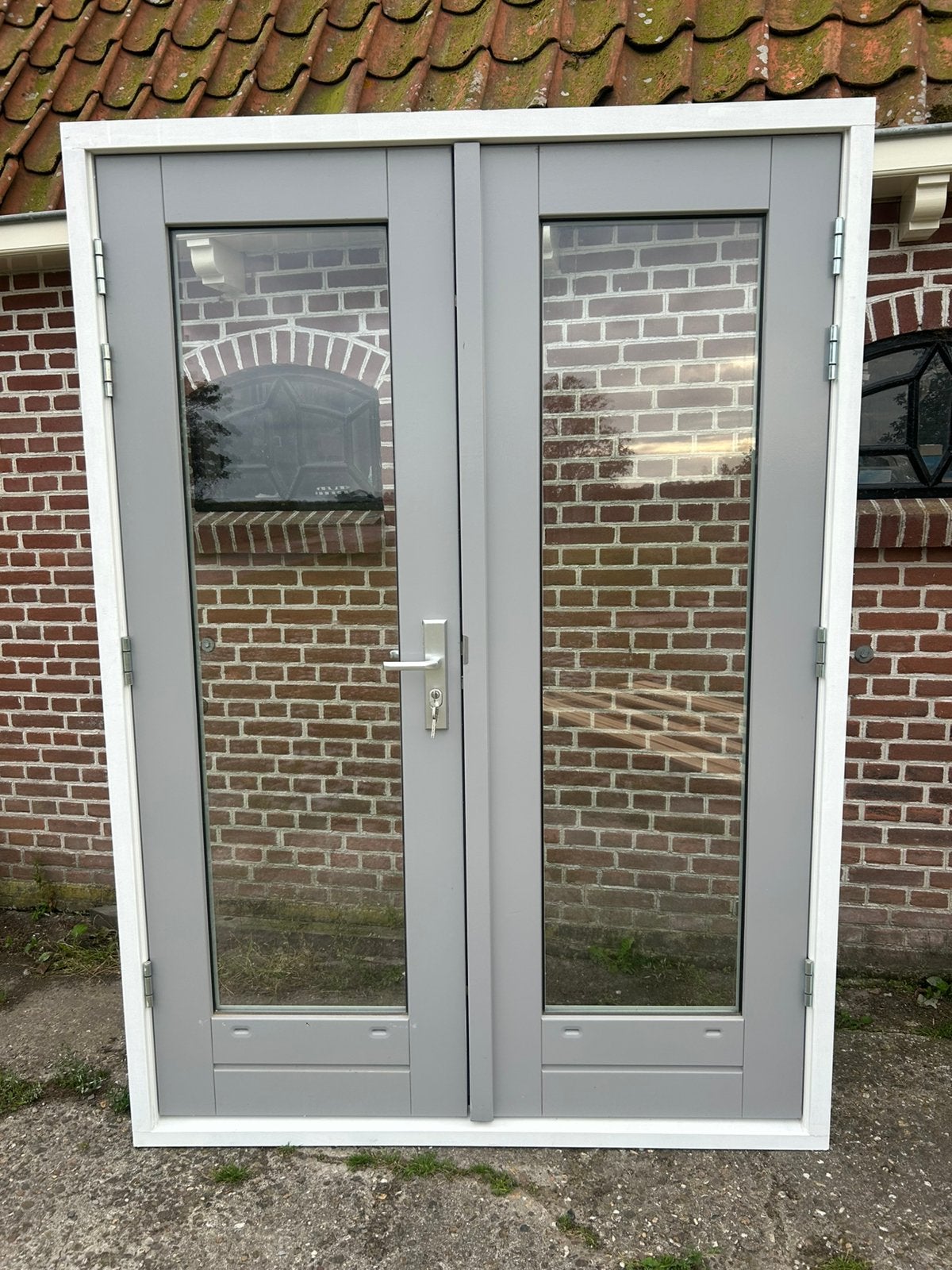 Nieuwe set tuindeuren in kozijn 156,5x218,5cm., Ophalen, Deurkozijn, Nieuw, 150 tot 225 cm