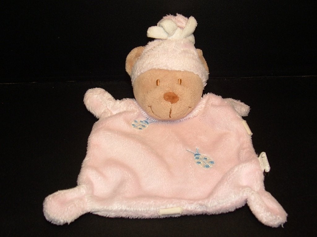 NICOTOY BEER KNUFFELDOEKJE VELOURS BEIGE MET ROZE, Verzenden, Nieuw, Overige typen