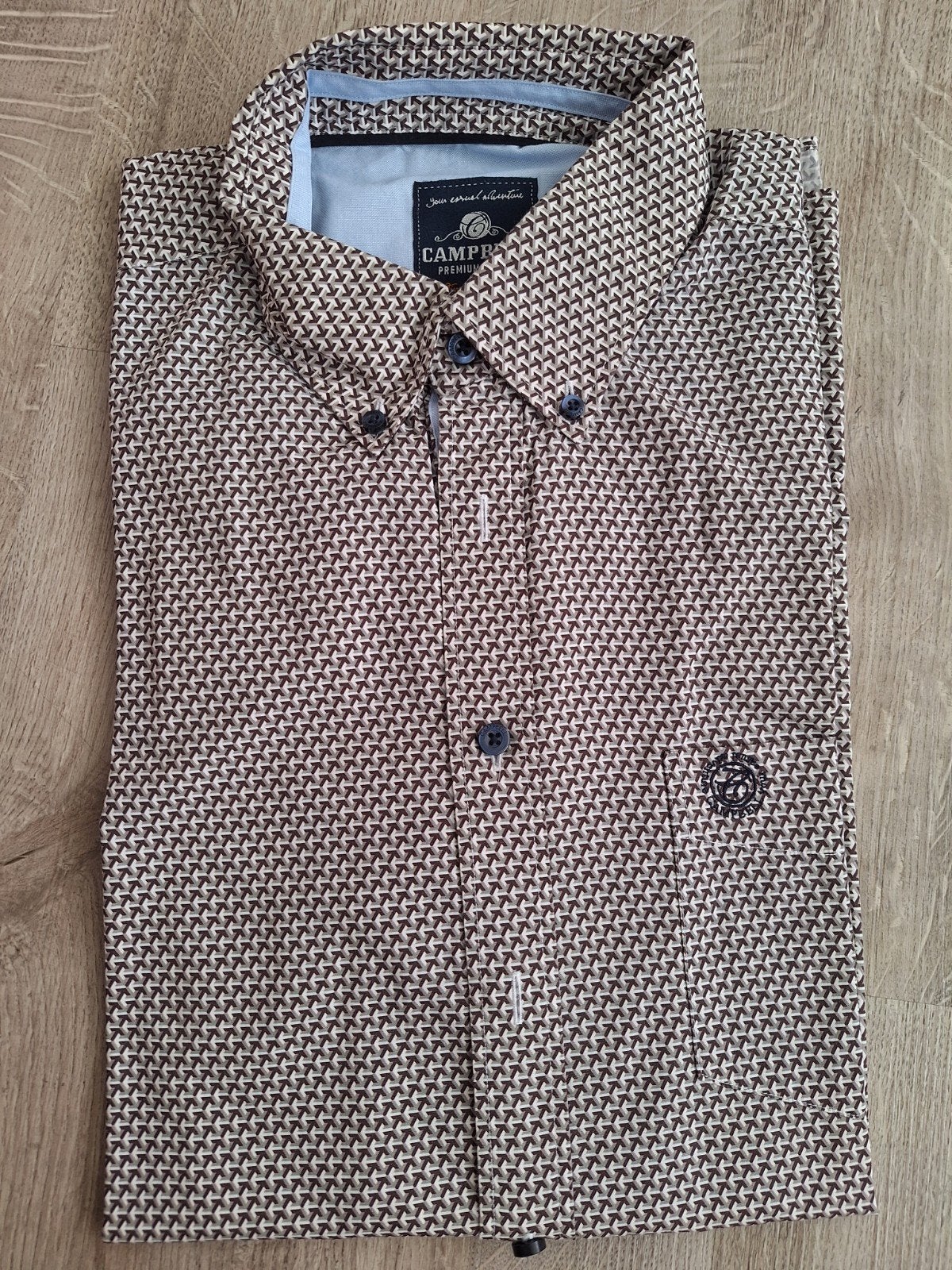 Campbell Casual Overhemd (Lange Mouw), Bruin, Ophalen of Verzenden, Zo goed als nieuw, Halswijdte 41/42 (L)