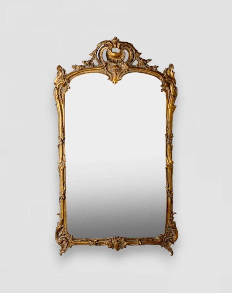 Gouden schouwspiegel antieke stijl barok spiegel 80x138, Antiek en Kunst, Ophalen of Verzenden, Rechthoekig, 50 tot 100 cm, 100 tot 150 cm
