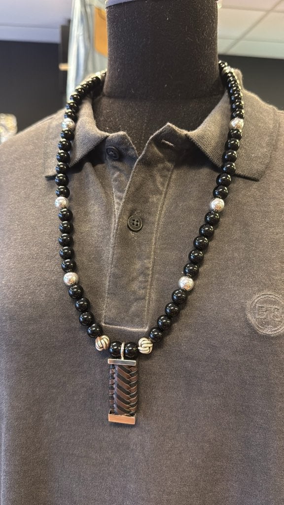 BUDDHA TO BUDDHA KETTING 188 SPIRIT BEAD ONYX ZWART € 649,00, Ophalen of Verzenden, Nieuw, Zwart, Zilver