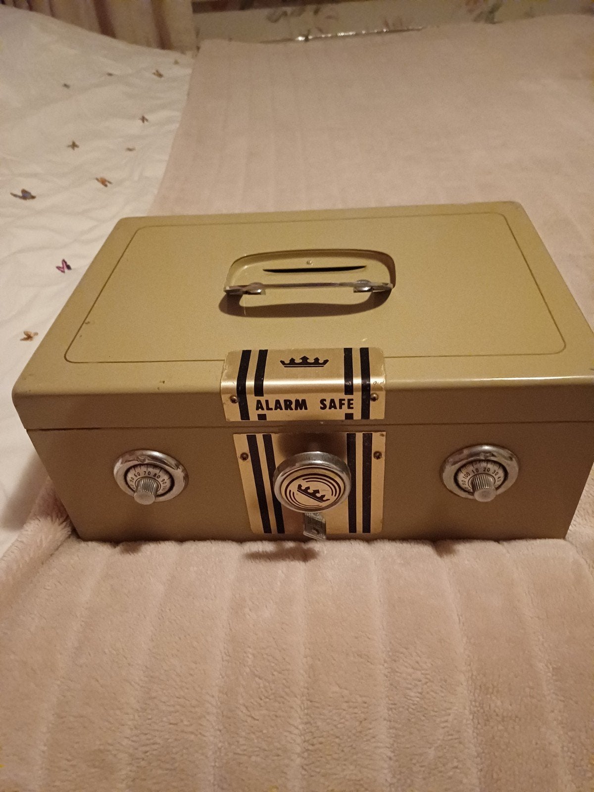 Vintage Alarm Safe  Beige Metalen Kluis met Combinatiesloten, Huis en Inrichting, Ophalen, Gebruikt, Brandkast