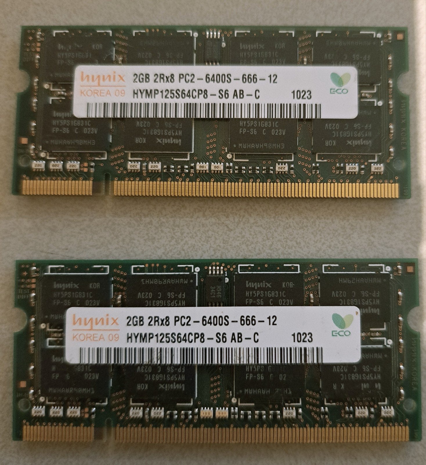 Hynix 2x 2GB DDR2 RAM PC2-6400S Laptop Geheugen, Ophalen of Verzenden, Zo goed als nieuw, DDR2, Laptop