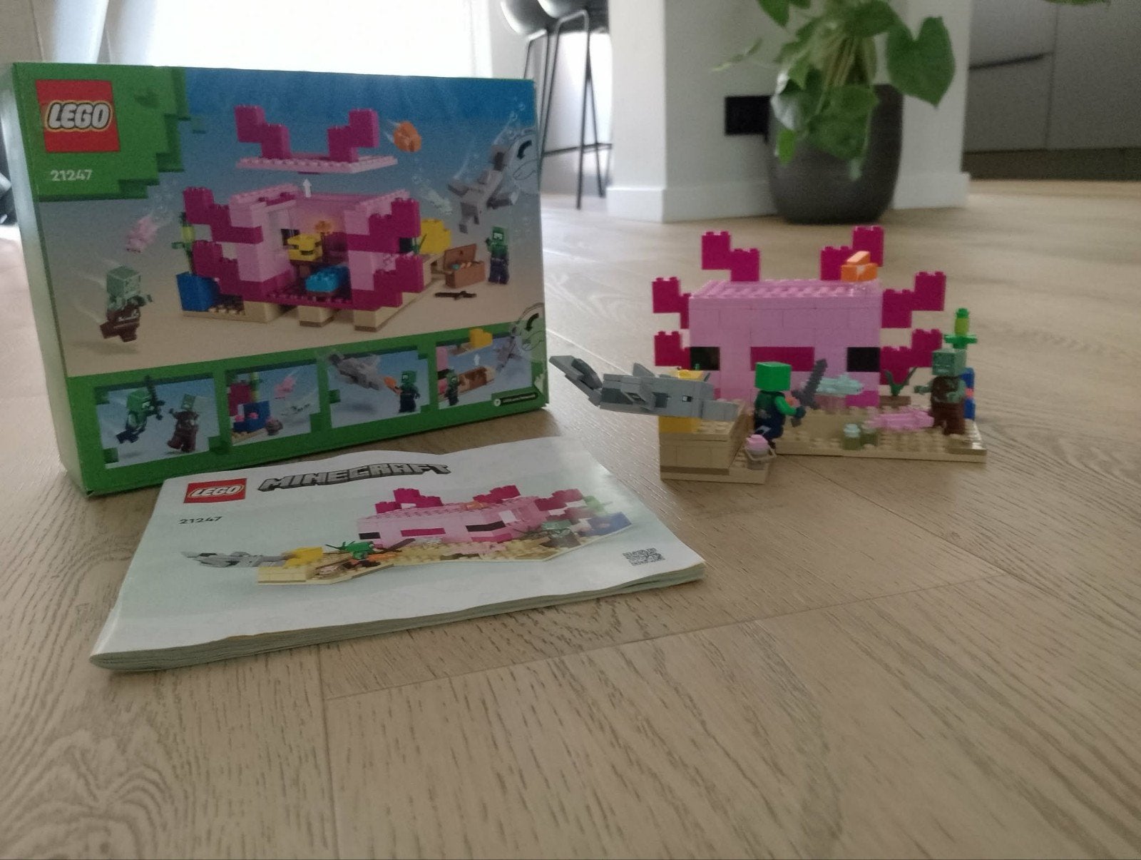 LEGO Minecraft Het Axolotl Huis 21247 - Complete set, Ophalen of Verzenden, Zo goed als nieuw, Overige merken