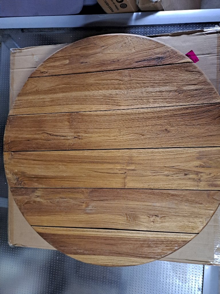 2x Rond statafelblad, 70 cm diameter, nieuw, 100 tot 150 cm, Nieuw, Tafelblad, Teakhout
