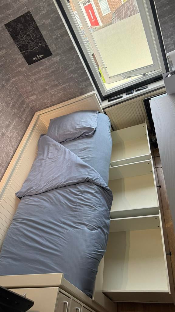 IKEA Hemnes uitschuifbaar bed 90x200/180x200, Huis en Inrichting, Ophalen, 90 cm, Eenpersoons, Wit