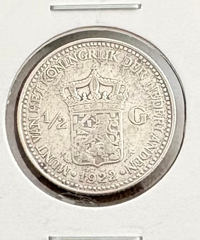 Zilveren halve gulden Wilhelmina 1922, ½ gulden, Zilver, Ophalen of Verzenden, Koningin Wilhelmina