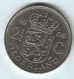 Rijksdaalder 1969 Vis (zeldzaam), Verzenden, Koningin Juliana, 2½ gulden, Losse munt