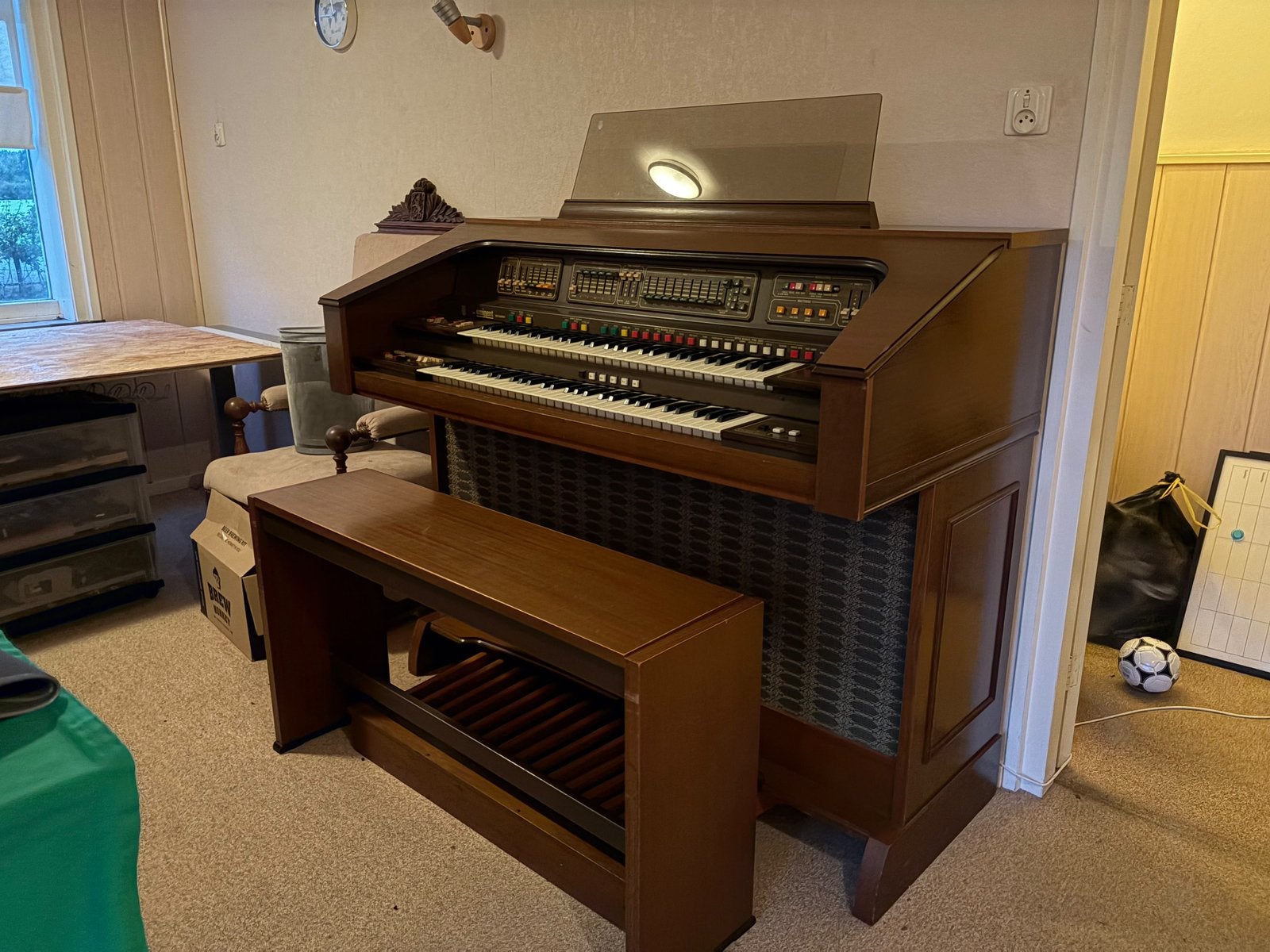 Vintage Eminent Solina F217 orgel – werkend – met bank, Muziek en Instrumenten, Ophalen, Gebruikt, 2 klavieren, Orgel