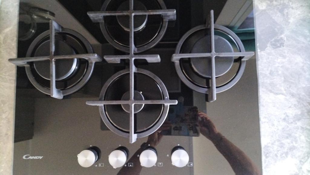 Candy 4-pits inbouw glas op gas elektrische kookplaat, Ophalen of Verzenden, Zo goed als nieuw, Gas, 4 kookzones