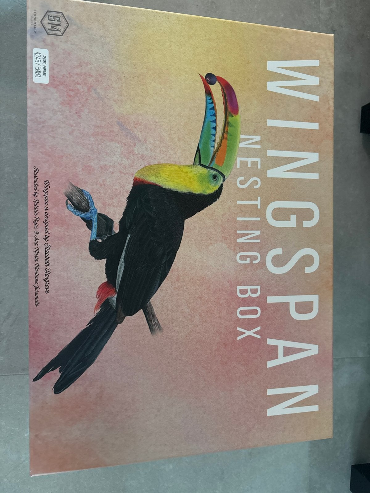 Wingspan Nesting Box met uitbreidingen en extras, Hobby en Vrije tijd, Gezelschapsspellen | Bordspellen, Zo goed als nieuw, Een of twee spelers