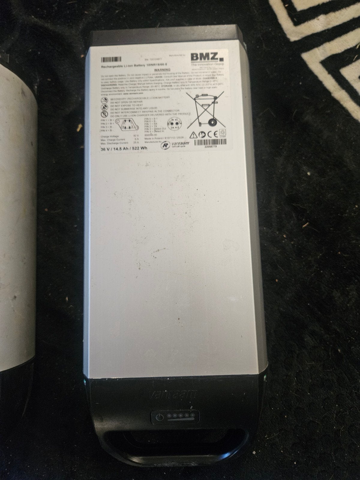Bmz van raam e-bike accu 36v, Ophalen, Gebruikt
