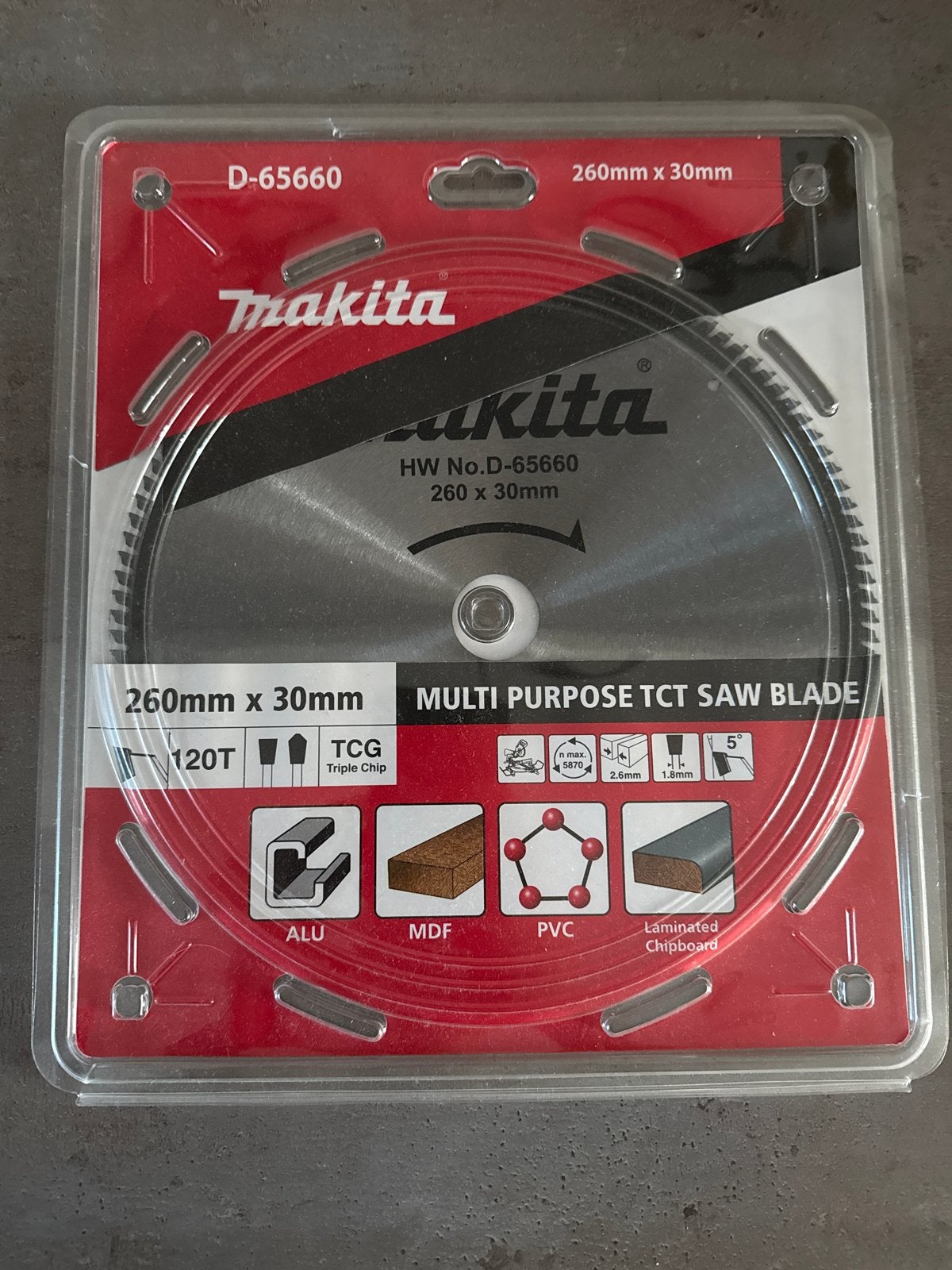 Makita D-65660 Multi Purpose TCT Zaagblad 260x30mm