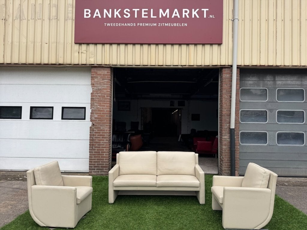 Bankstel Leolux Timandra  leer 2.5 zit bank+ 2 fauteuil ZGAN, Huis en Inrichting, Leolux, Hout, Geen, Pahest@hotmail.nl