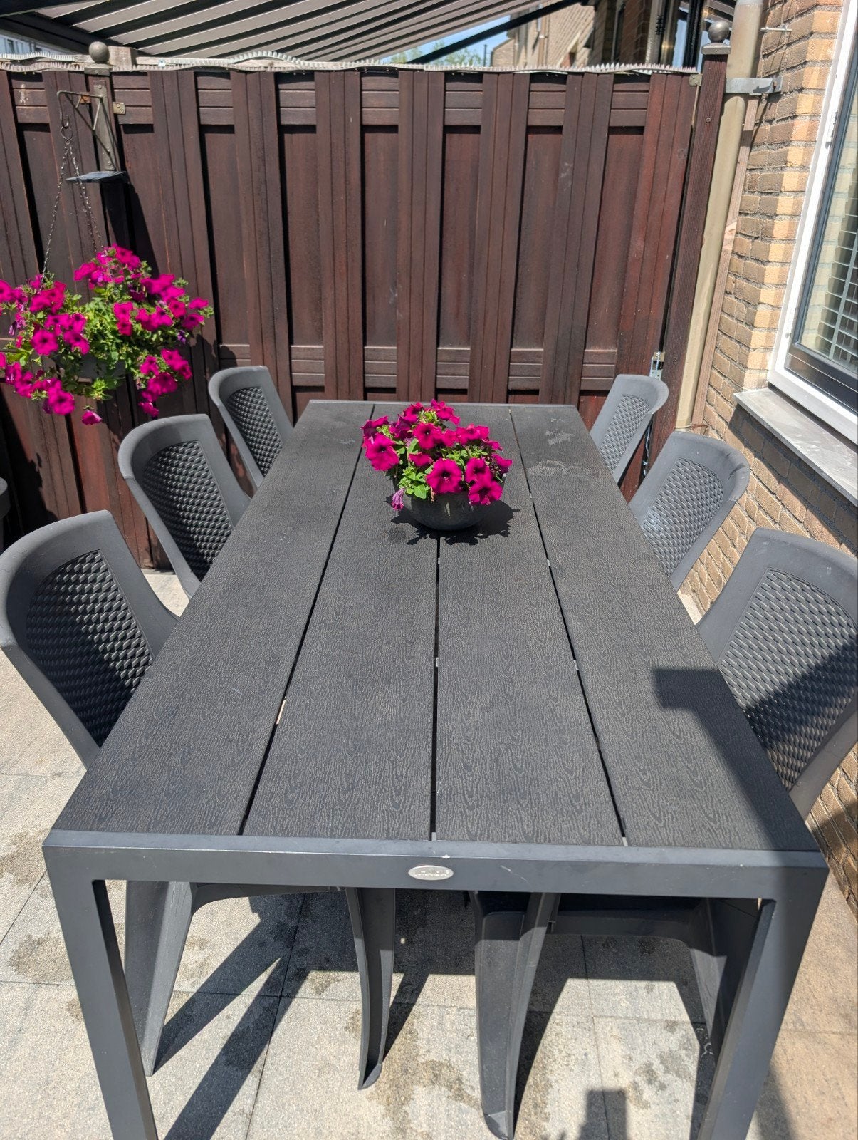 Tuinset. Tuintafel en tuinstoelen voor 6 personen, Ophalen, Gebruikt