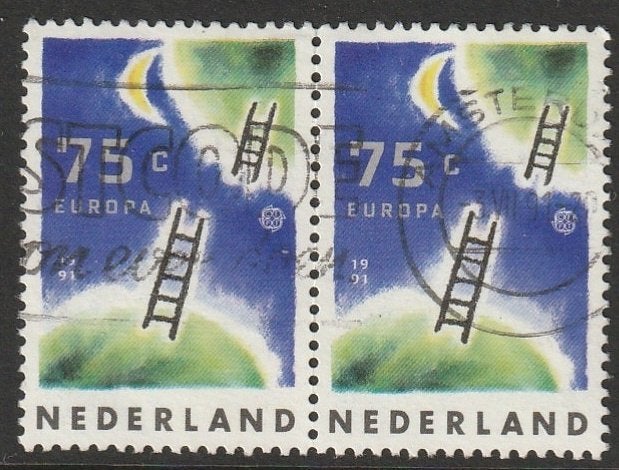 Nederland 1991 1476 Europa 75c-paar, Gest Amsterdam, Ophalen of Verzenden, Na 1940, Gestempeld