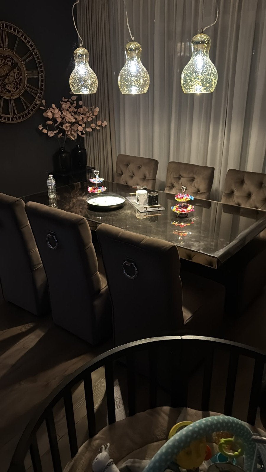Luxe spiegelbronzen meubelset, Ophalen, Zo goed als nieuw, Eric Kuster, 6 tot 8 stoelen