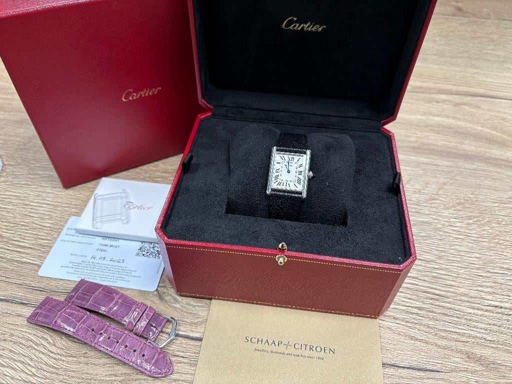 Cartier Tank Must Large 2023, Sieraden, Tassen en Uiterlijk, Horloges | Dames, Staal, Polshorloge, Ophalen, Overige merken