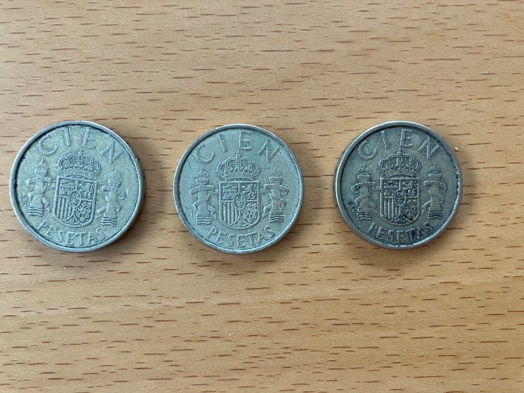 3 munten van 100 Peseta uit 1982 - 1983 - 1985 , Ophalen of Verzenden, Overige landen, Losse munt
