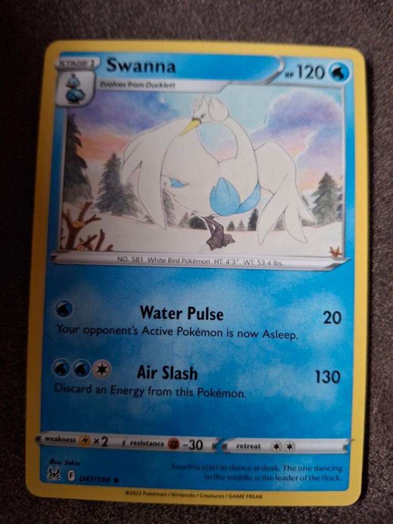 Pokémon Kaart: Swanna (047/196) - Zo goed als nieuw, Ophalen of Verzenden, Zo goed als nieuw, Losse kaart