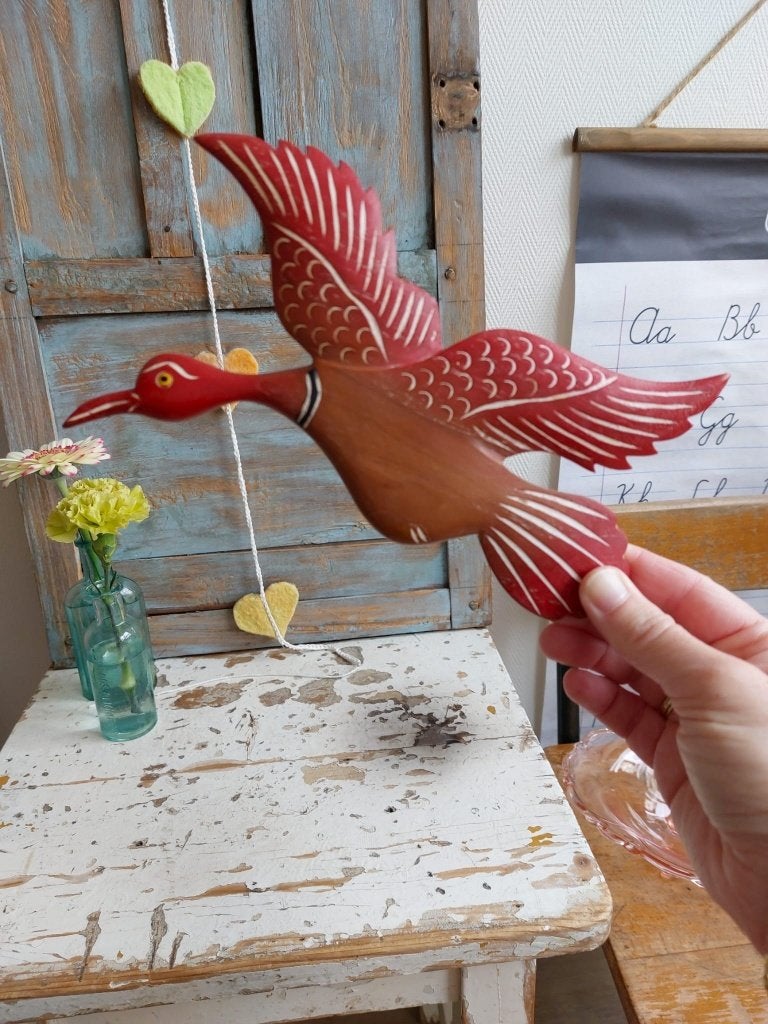 Supergave vintage houten vogel, Antiek en Kunst, Ophalen of Verzenden