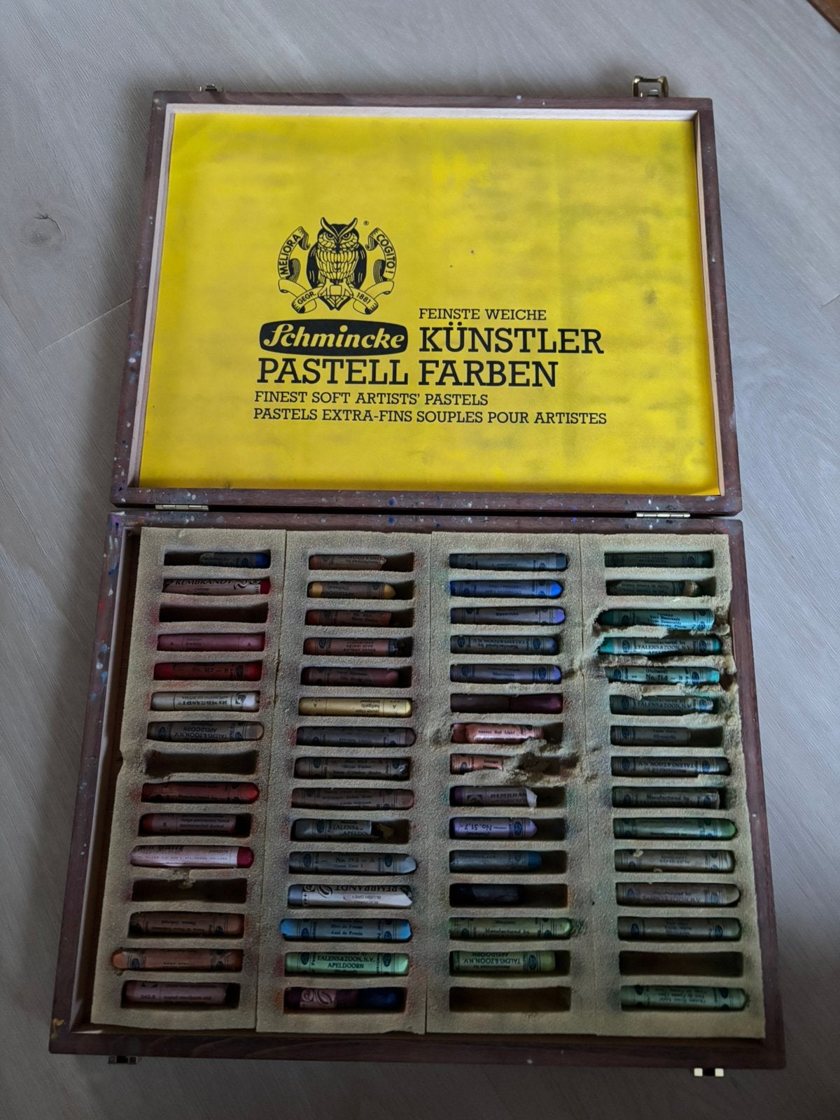 Houten doos van Schmincke pastelkrijtjes Talens & Zoon NV, Ophalen, Gebruikt