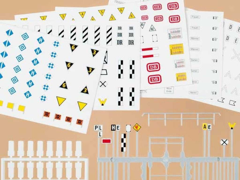 Accessoireset met spoorwegbebording / signaal-borden Auhagen, Overige merken, Wisselstroom, Brug, Tunnel of Gebouw, Nieuw