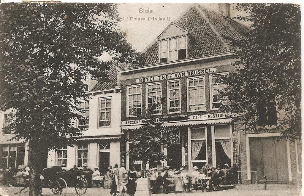 Sluis, Hotel ’t Hof van Brussel, Ophalen of Verzenden, Voor 1920, Gelopen, Zeeland