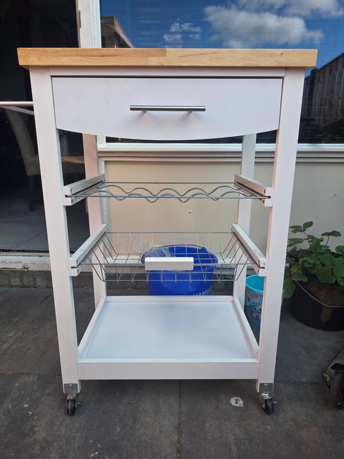 IKEA Keukentrolley met lade en flessenrek, Hout, IKEA, Keukentrolley, Ophalen of Verzenden