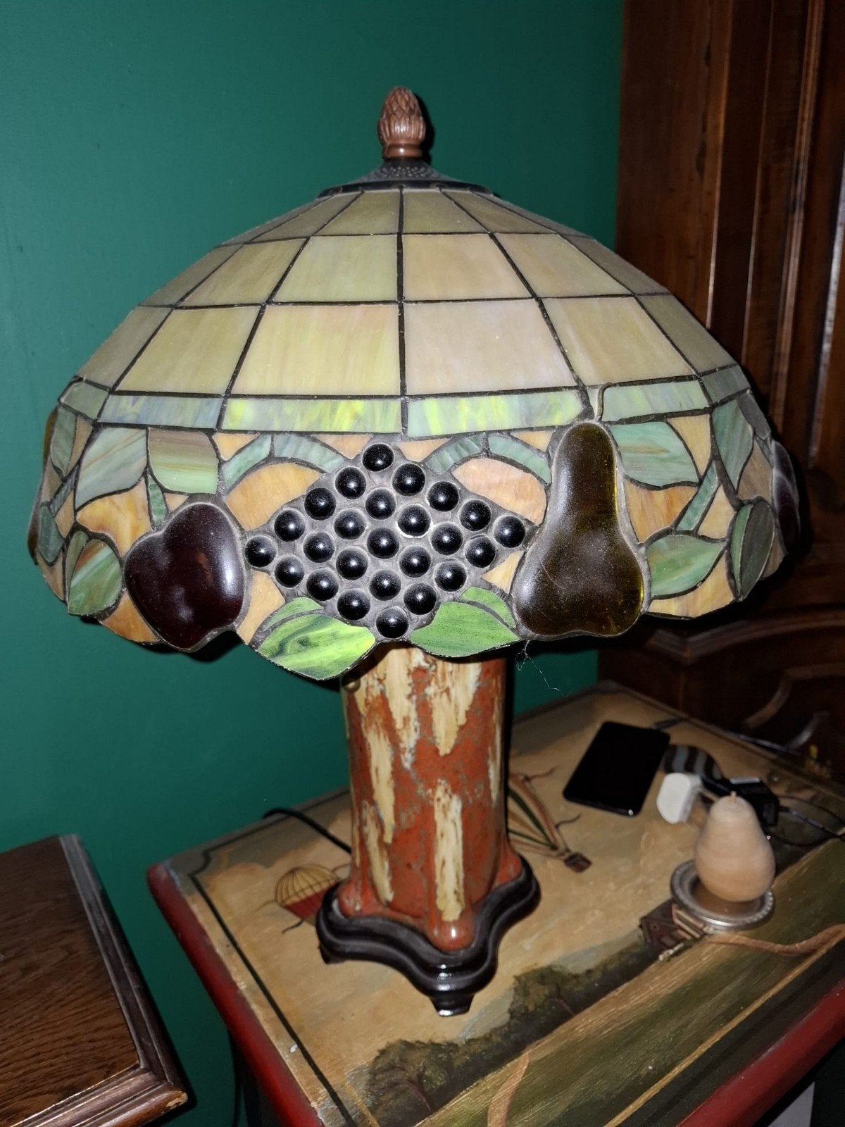 Tiffany Tafellamp met Fruitmotief, Ophalen of Verzenden