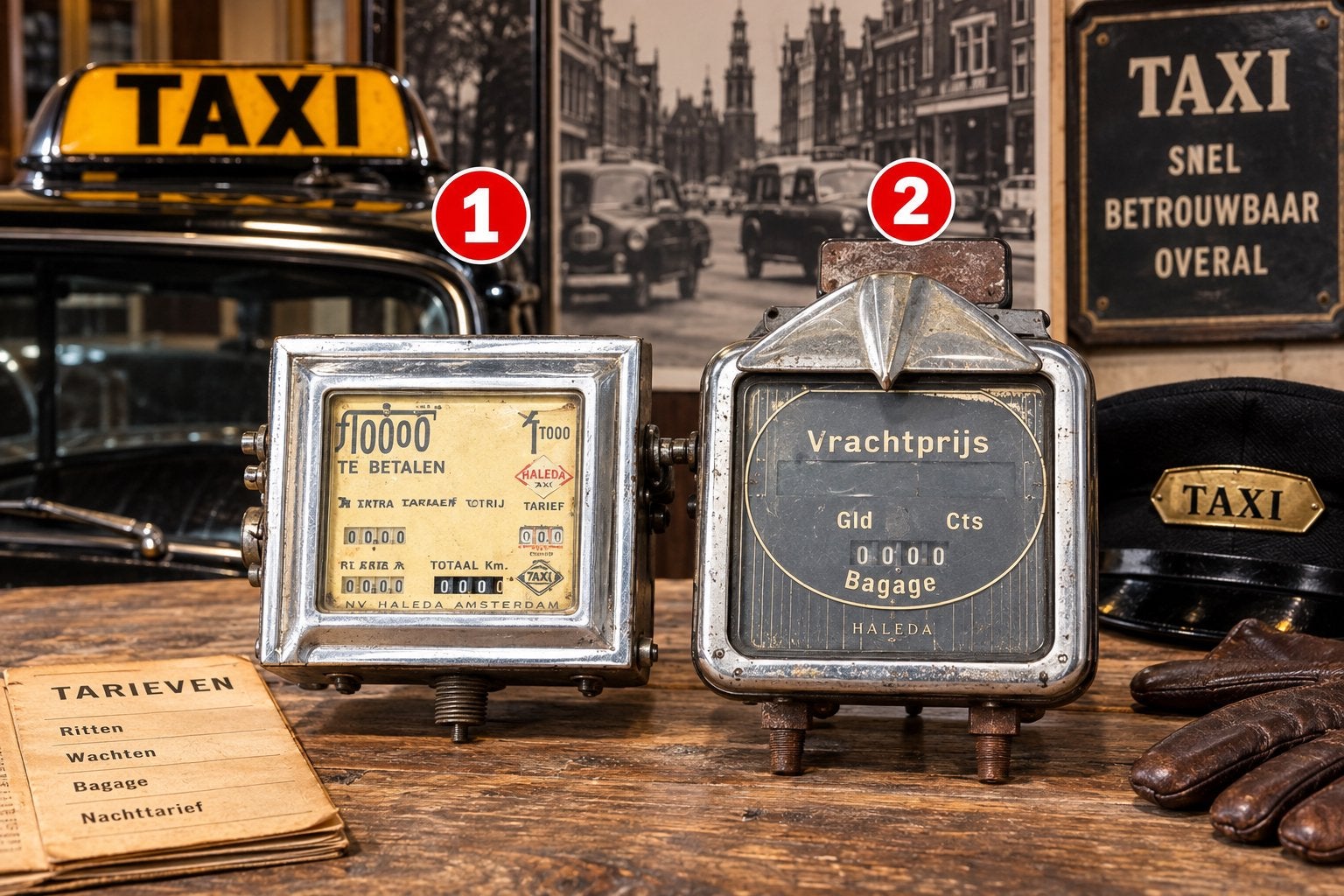 Grote collectie vintage taximeters en taxi-apparatuur (20 st, Ophalen, Gebruikt, Auto's