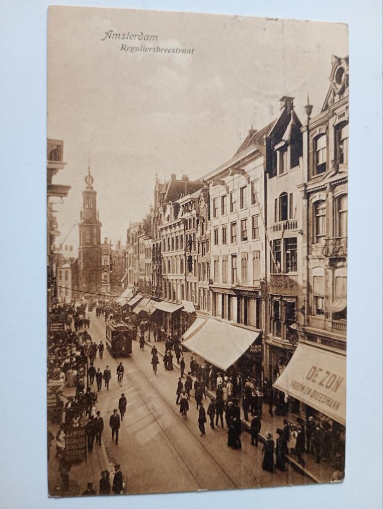 Amsterdam Reguliersbreestraat met Tram 1910, Ophalen of Verzenden, Voor 1920, Gelopen, Noord-Holland