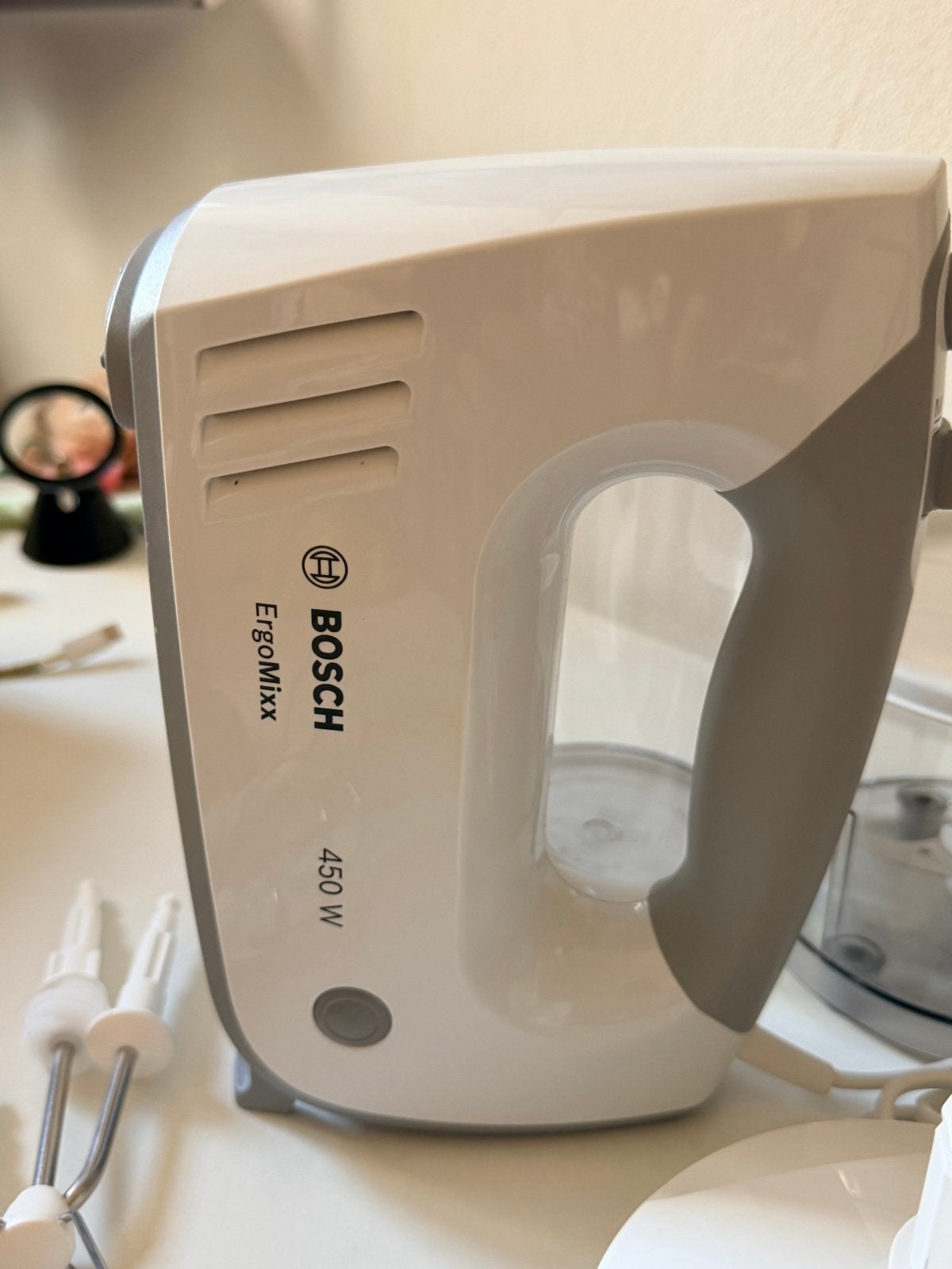 Bosch ErgoMixx Staafmixer 450W met accessoires, 2 snelheden, Ophalen of Verzenden, Zo goed als nieuw, Vaatwasserbestendig